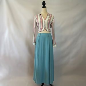 Vintage New Frontier Tiffany Blue Maxi Western Skirt